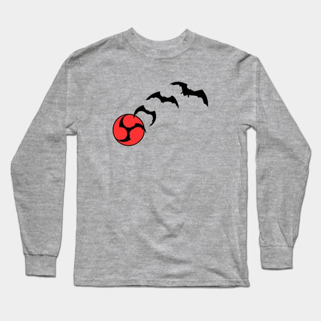 Bat Mitsudomoe black red Long Sleeve T-Shirt by Austin Taiko